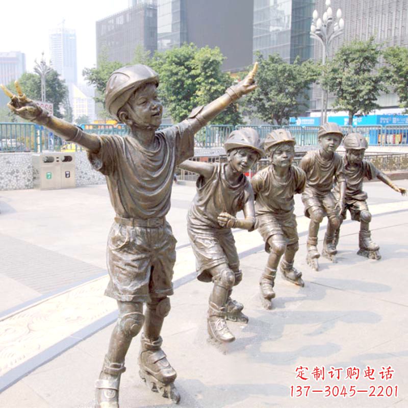 宁德精致巧雕的滑旱冰小孩雕塑
