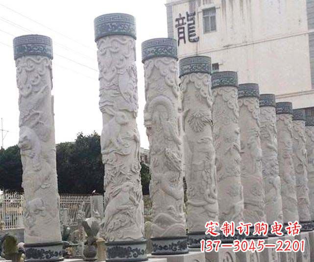 宁德广场景观大理石12生肖龙柱石雕