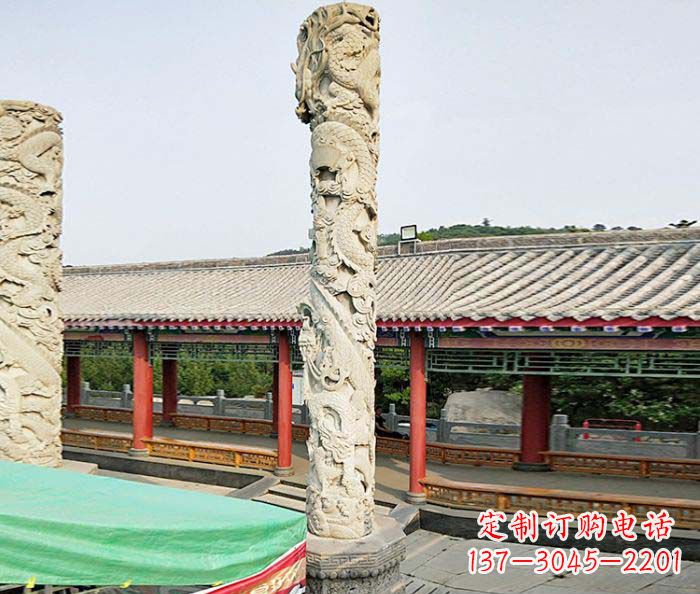 宁德广场景观大理石龙柱石雕 (2)
