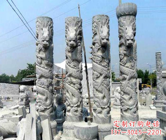 宁德广场景观大理石龙柱石雕 (4)