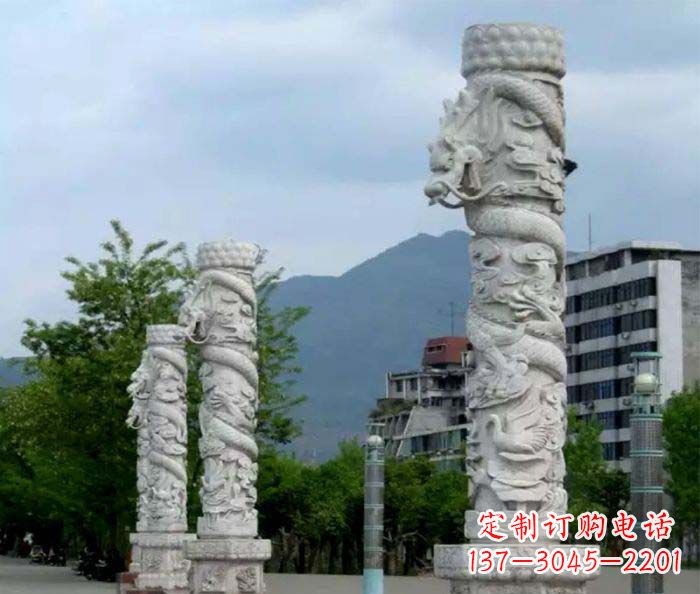 宁德广场景观大理石龙柱石雕 (3)