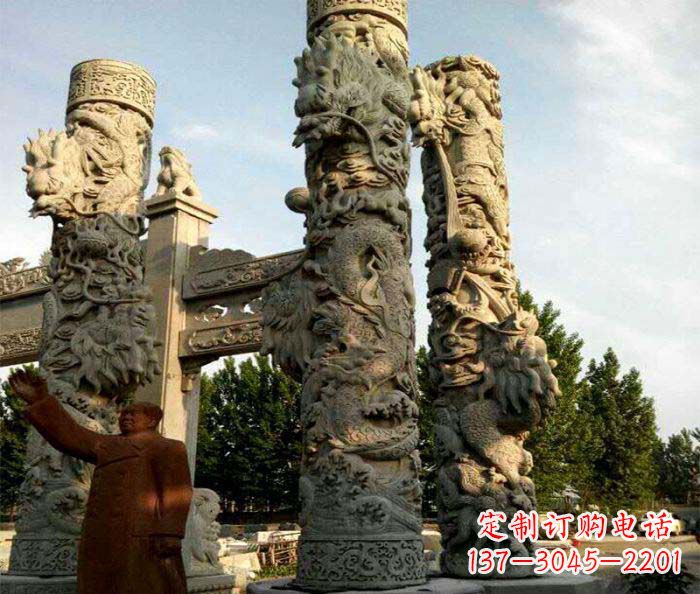 宁德广场景观大理石龙柱石雕