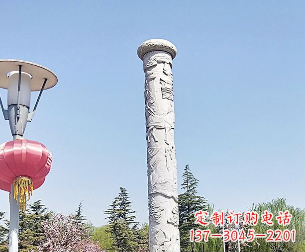宁德广场景观大理石龙柱石雕 (6)