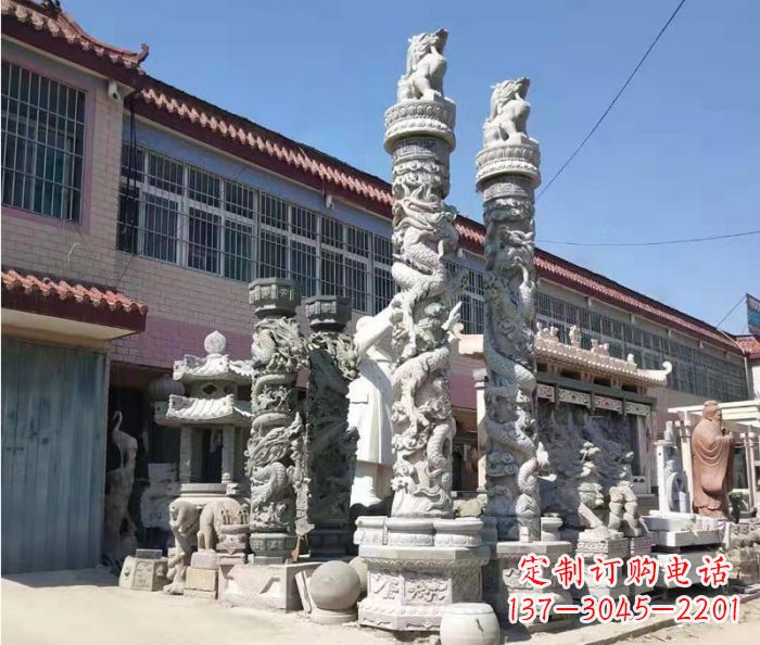 宁德广场景观大理石龙柱石雕_1