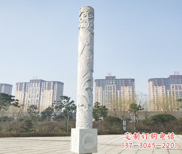 宁德广场景观大理石龙柱石雕_2 (2)
