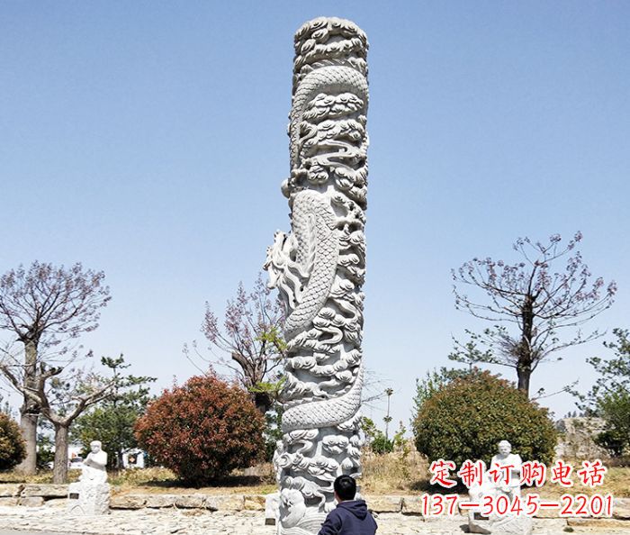 宁德广场景观大理石盘龙柱石雕