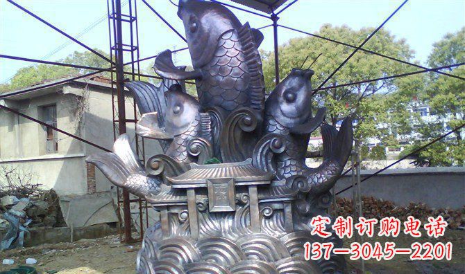 宁德广场鲤鱼跃龙门景观铜雕