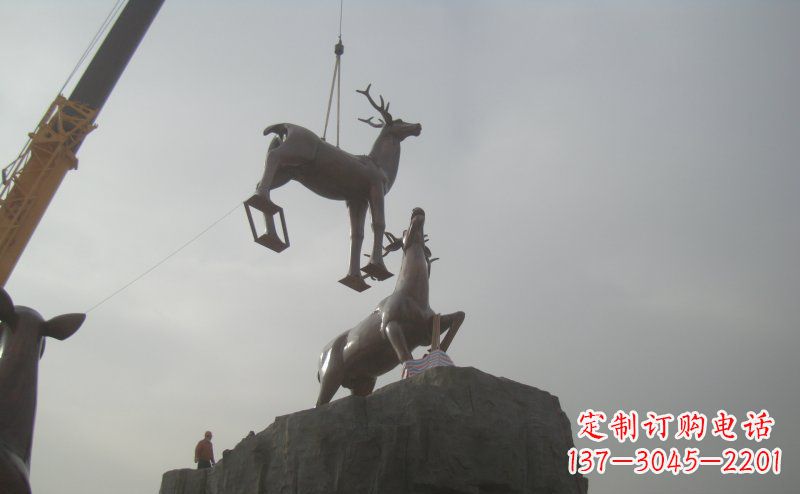 宁德梅花鹿动物铜雕,极致精细,表达优雅