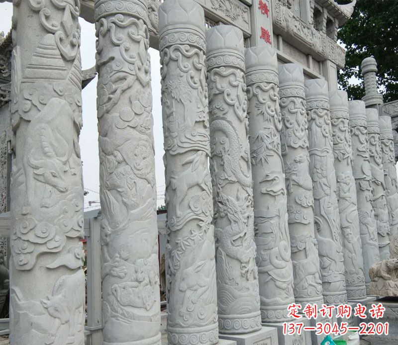 宁德中领雕塑:专业定制十二生肖石柱景观石雕