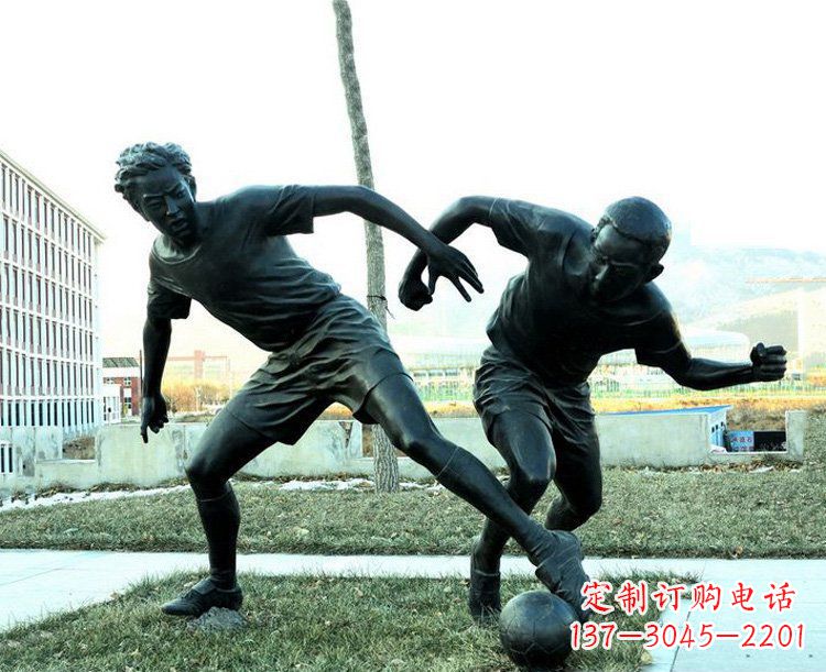 宁德中领雕塑-复原完美动态,足球铜雕玩偶