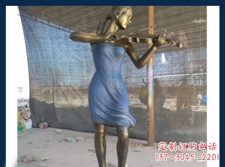 宁德精美细腻的西方美女拉小提琴人物雕塑