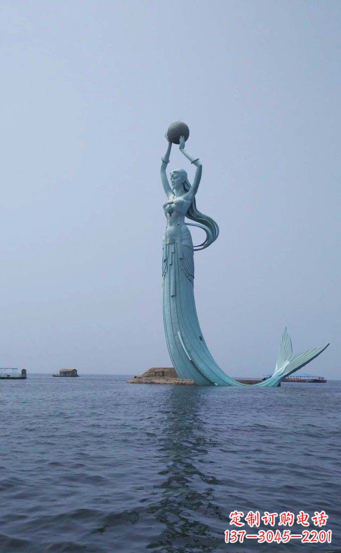 宁德海边不锈钢大型美人鱼景观雕塑