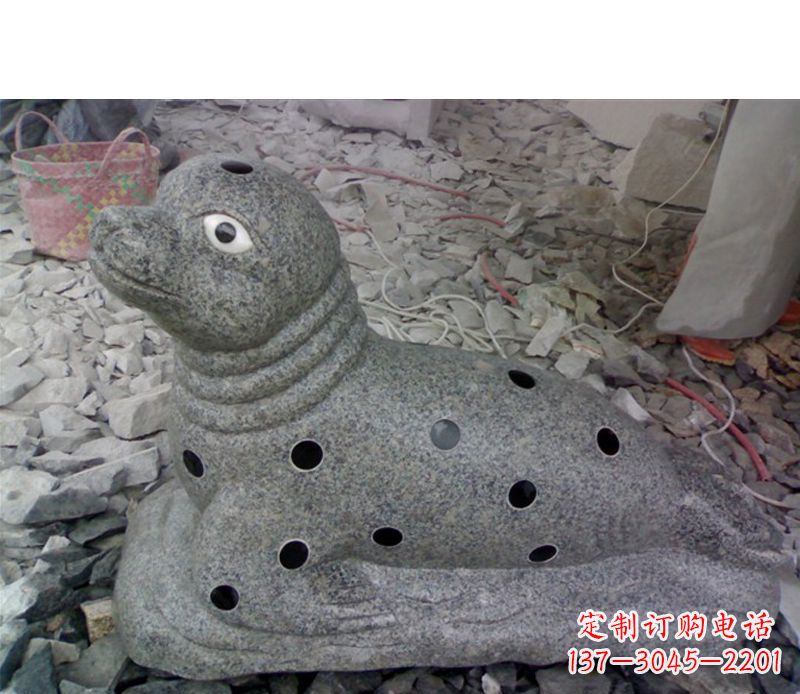 宁德华丽雕塑,海洋动物小海豹石雕
