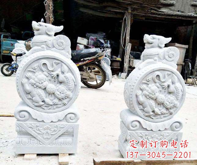 宁德汉白玉招财门墩雕塑