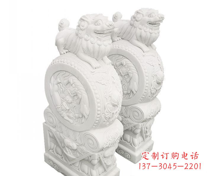 宁德汉白玉抱鼓石招财石门墩