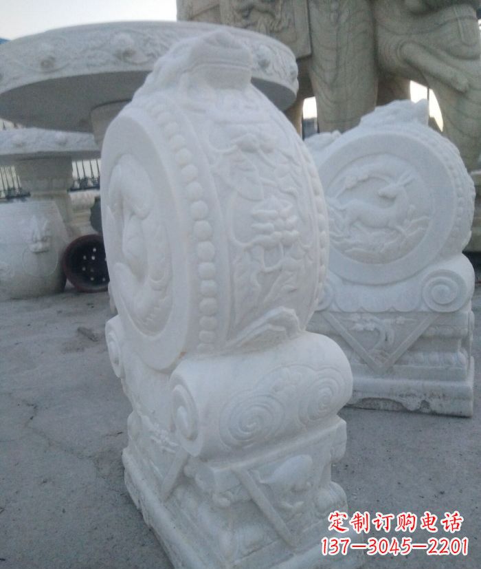 宁德汉白玉抱鼓石门墩雕塑