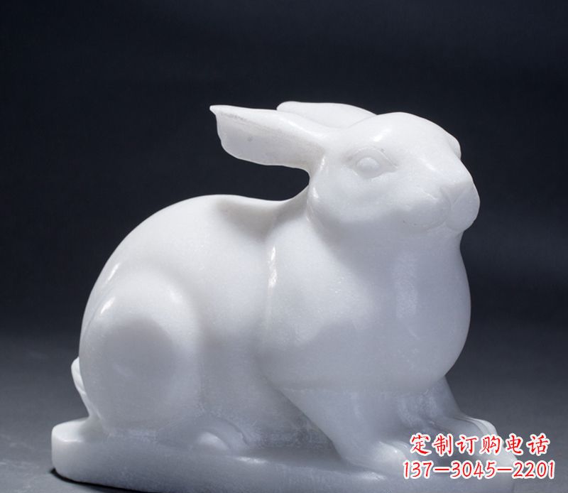 宁德精致汉白玉兔子雕塑