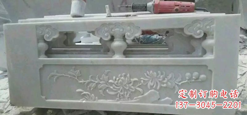 宁德汉白玉花朵浮雕栏板,精致深具视觉立体感
