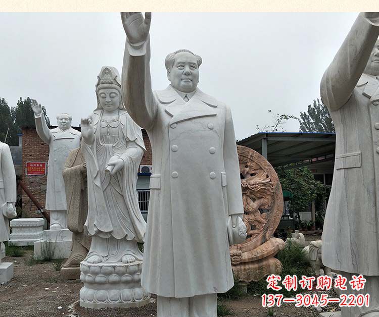 宁德汉白玉挥手的毛主席广场伟人石雕