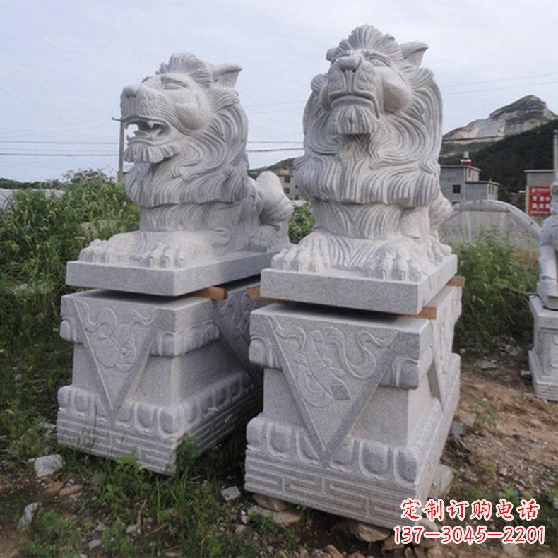 宁德汇丰狮子石雕,精美雕塑展现霸气