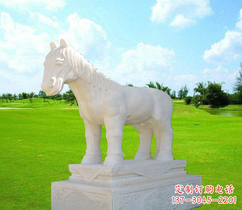 宁德汉白玉马石精美动物雕塑