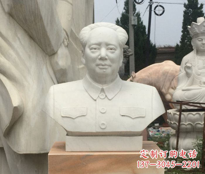 宁德高端汉白玉毛主席胸像校园伟人石雕