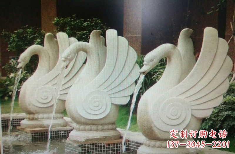 宁德汉白玉喷水天鹅石雕