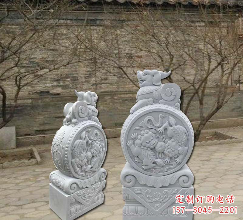 宁德精美汉白玉貔貅门墩