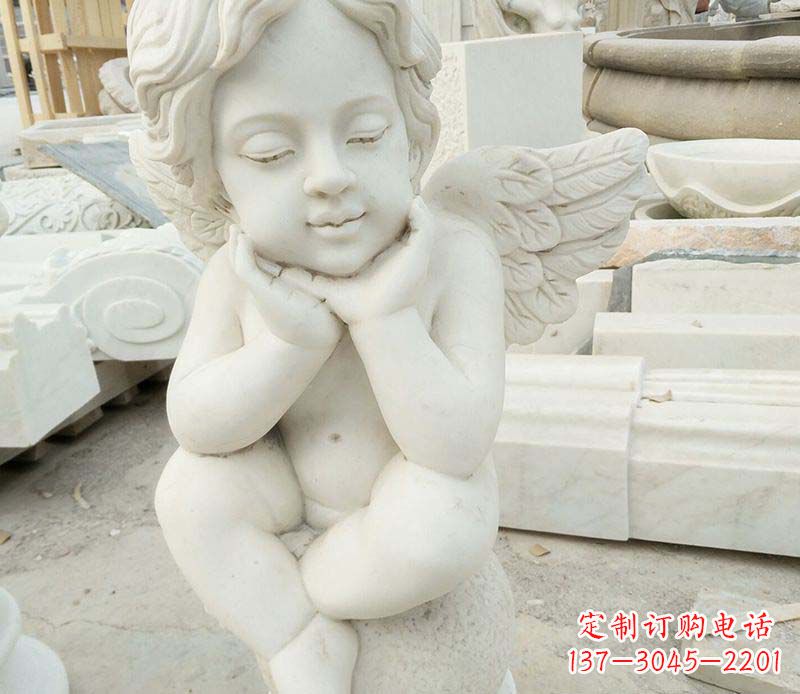 宁德汉白玉小天使西方儿童石雕,让孩子们拥有属于自己的天使