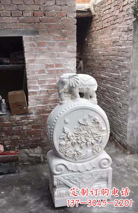 宁德汉白玉小象抱鼓石雕塑之美