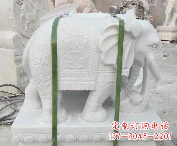 宁德汉白玉招财大象石雕 (2)