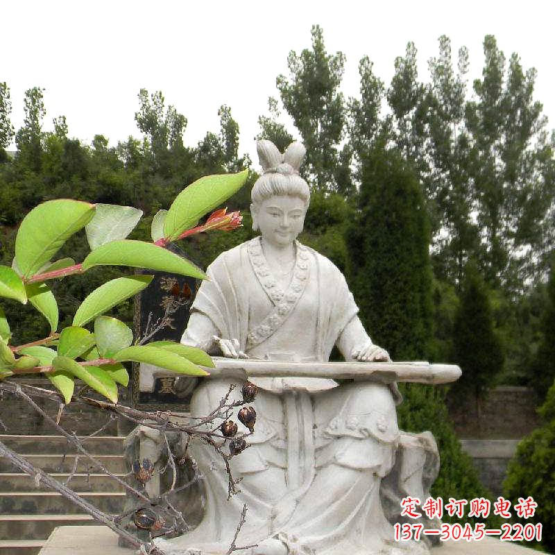 宁德汉末才女蔡文姬弹琴石雕塑-景区园林历史名人雕像