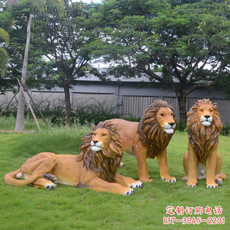 宁德把公园里的斗勇气释放出来--领雕金刚户外仿真狮子雕塑