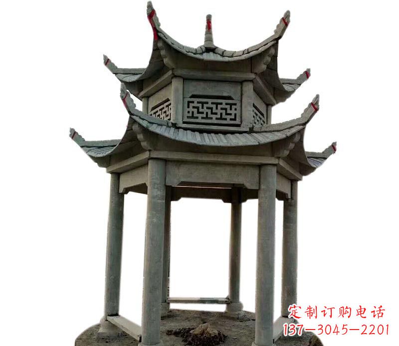宁德传统双层六角凉亭石雕