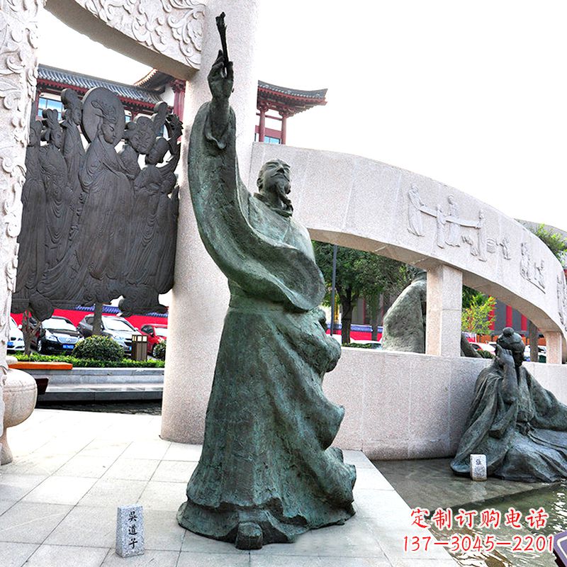 宁德画史画圣吴道子仿古铜雕像