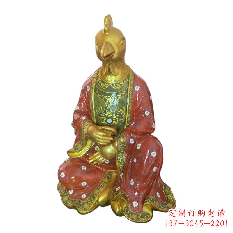 宁德鸡-玻璃钢彩绘生肖雕塑