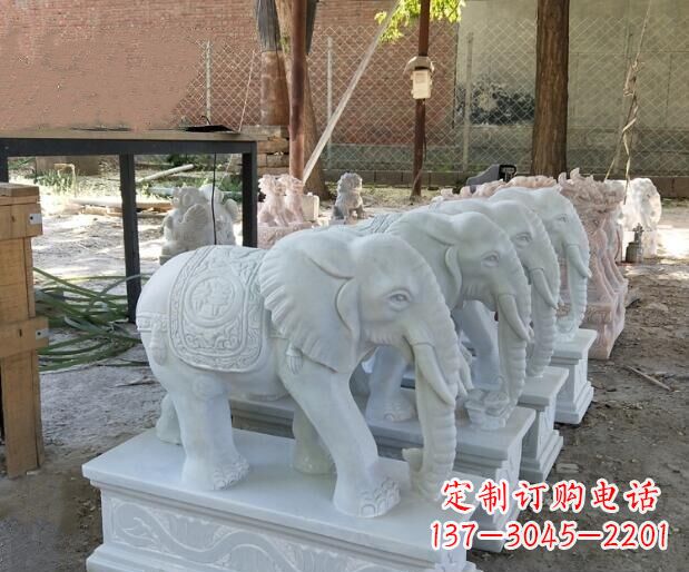 宁德吉祥如意汉白玉门口大象石雕 (3)