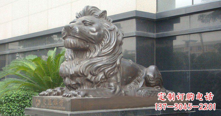 宁德交通银行门口西洋狮子铜雕