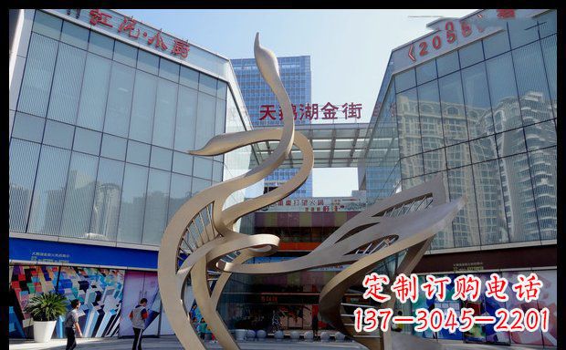 宁德街边不锈钢抽象天鹅雕塑