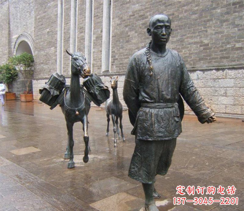 宁德中领雕塑专业定制古代人物小品毛驴铜雕