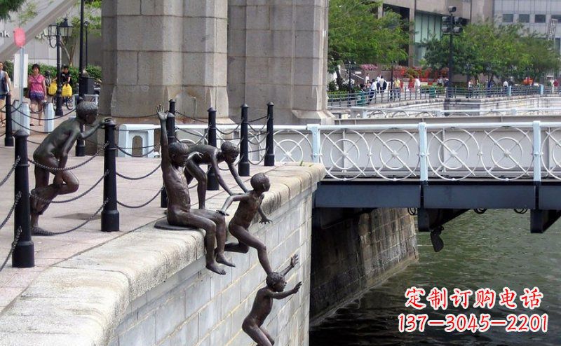 宁德街边跳水的小孩小品铜雕