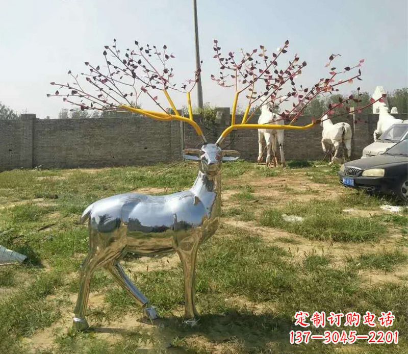 宁德梅花鹿镜面不锈钢雕塑