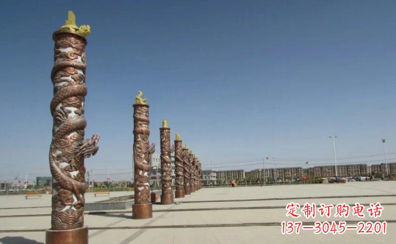 宁德中领雕塑|专业定制盘龙柱广场柱子铜雕