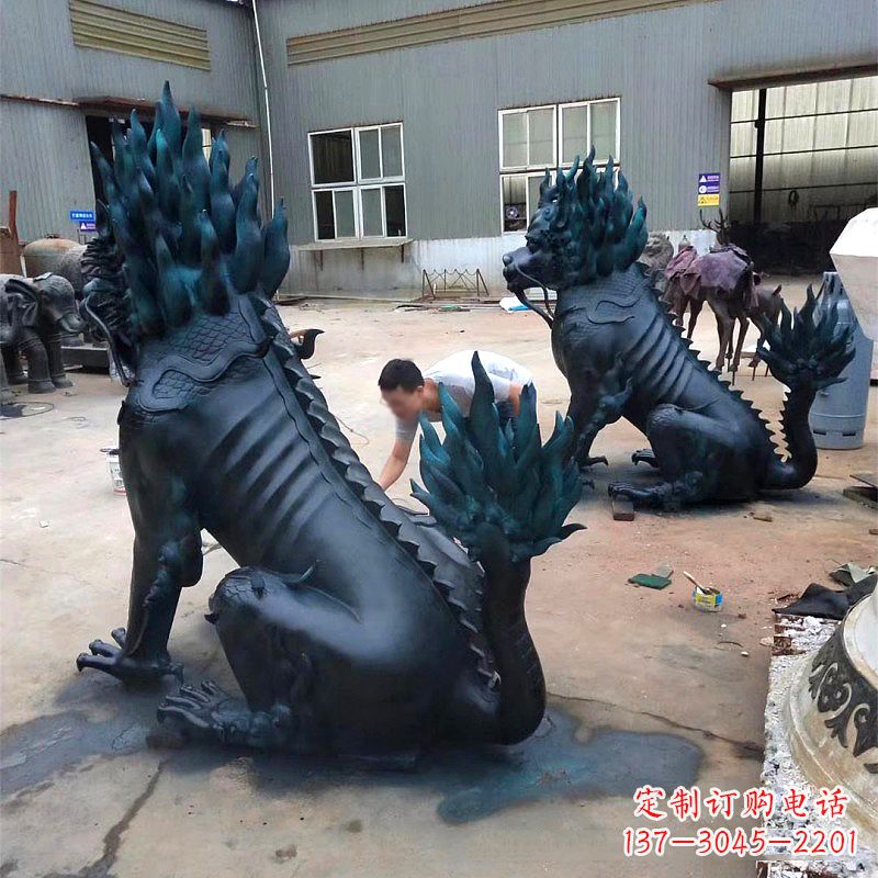 宁德喷漆麒麟铜雕