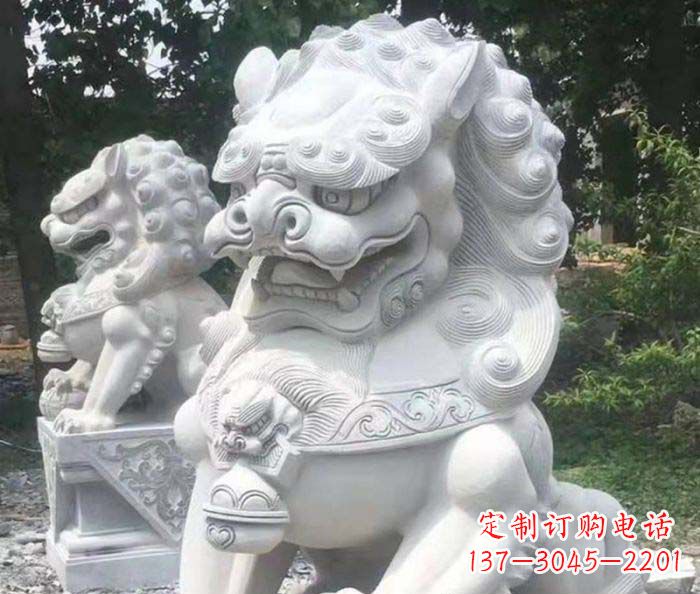 宁德企业景观大理石狮子石雕 (4)