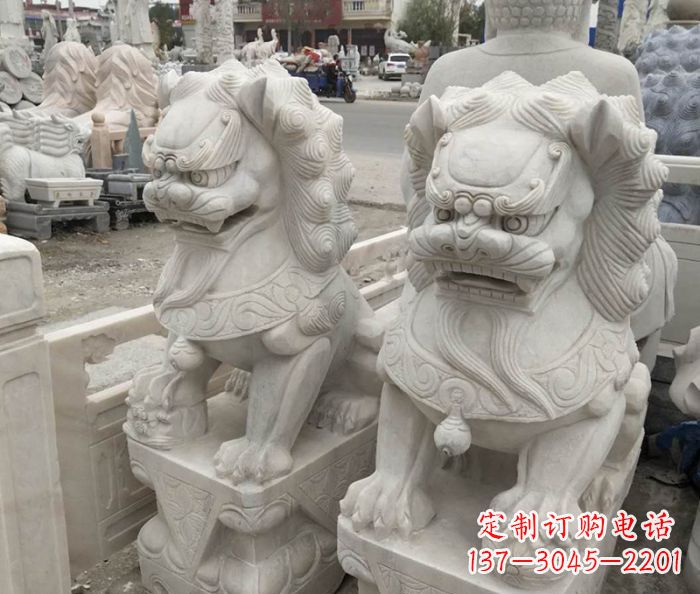 宁德企业景观大理石狮子石雕 (6)