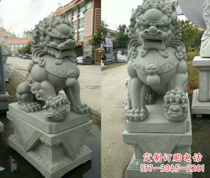 宁德企业景观大理石狮子石雕 (12)