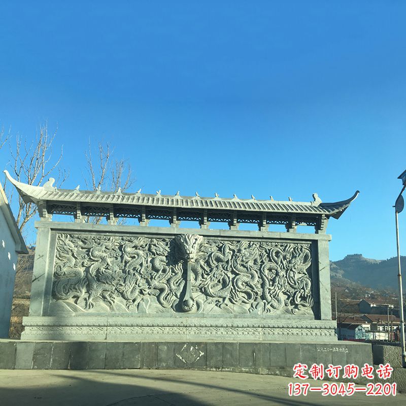 宁德青石雕影壁墙-城市广场九龙壁照壁