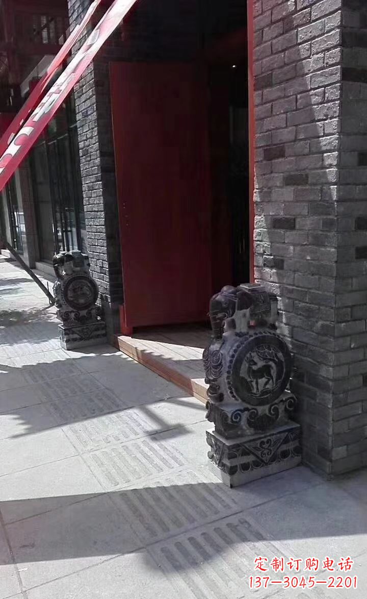 宁德青石雕刻大象门墩抱鼓石