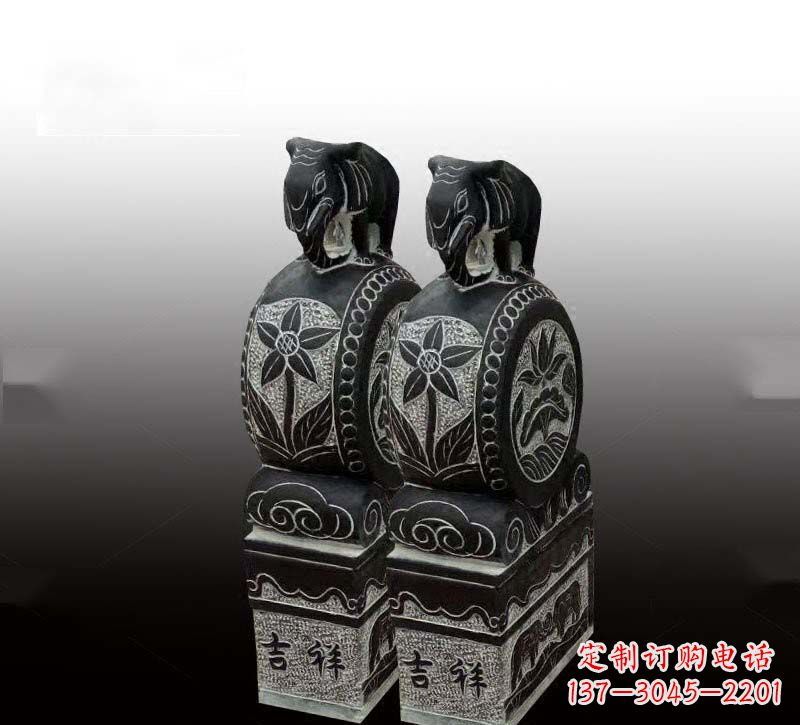 宁德青石仿古大象门墩
